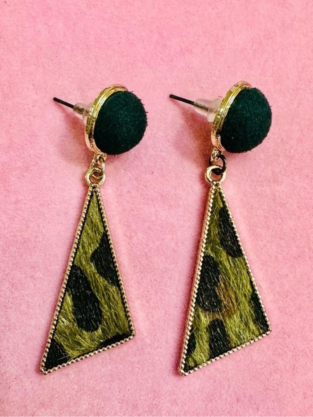 NWT Leopard Print Triangle Drop Earrings